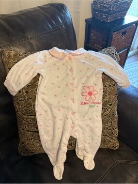 Vintage Carter's White Floral Footed One-Piece